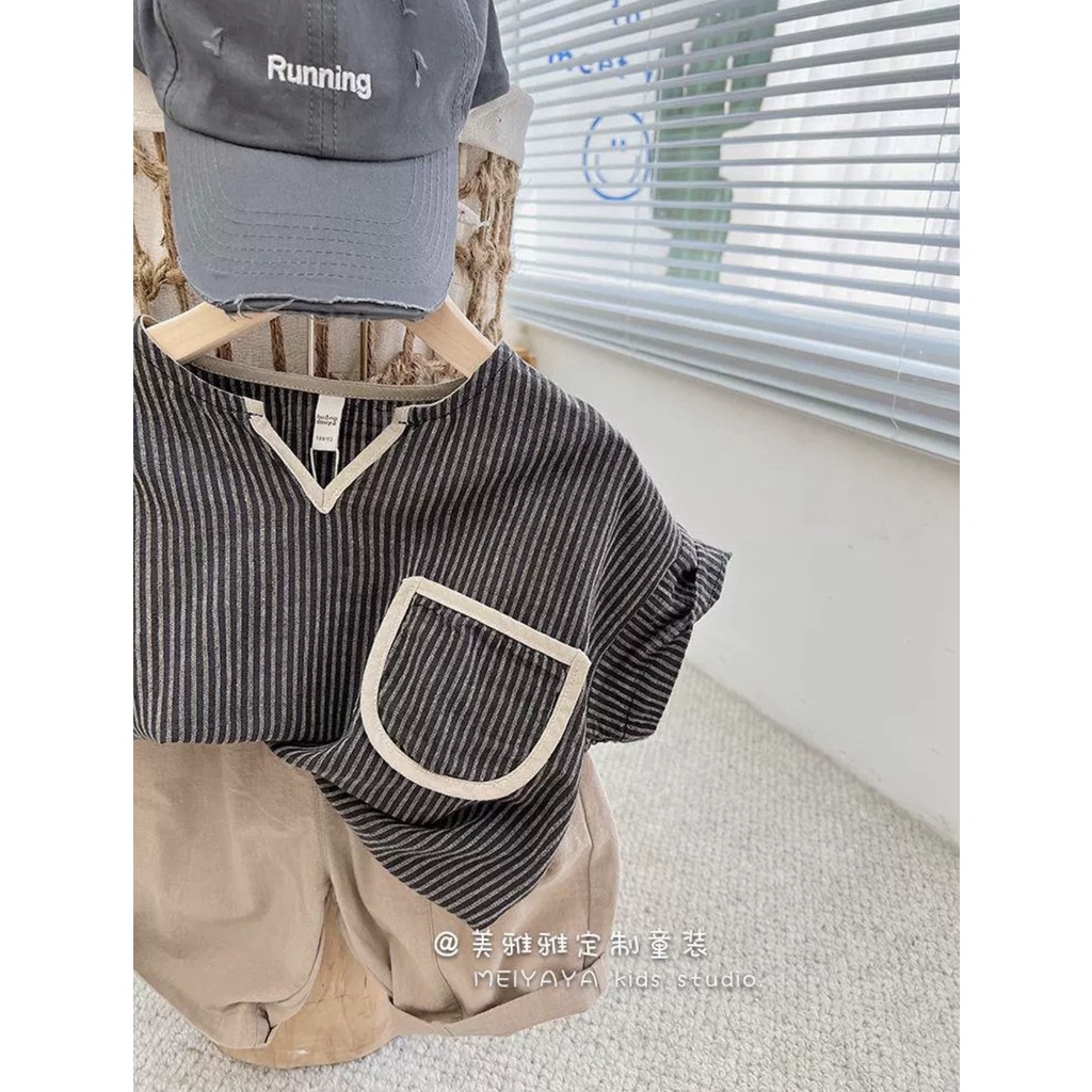 Bộ Cộc Tay Kẻ Bộ Hè Túi Hàng Xuất Dư Chất Vải Mềm Mịn Cho Bé Từ 5Kg Đến 32Kg Thời Trang Trẻ Em Chaarlie Kids