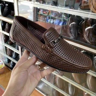 Giày lười nam giày hè nam da bò đục lỗ thoáng mát size 38-42