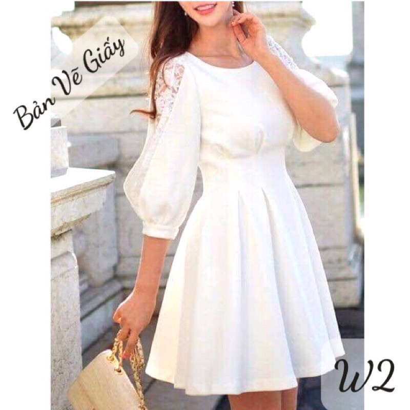 BẢN VẼ RẬP GIẤY (W2)TỰ MAY ĐẦM NỮ (SIZE S-XXL)