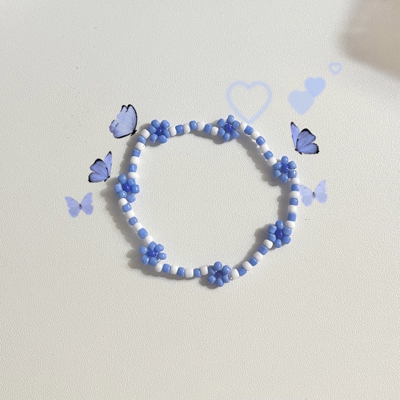 Vòng tay hoa hạt cườm Vòng tay handmade by @halli_store