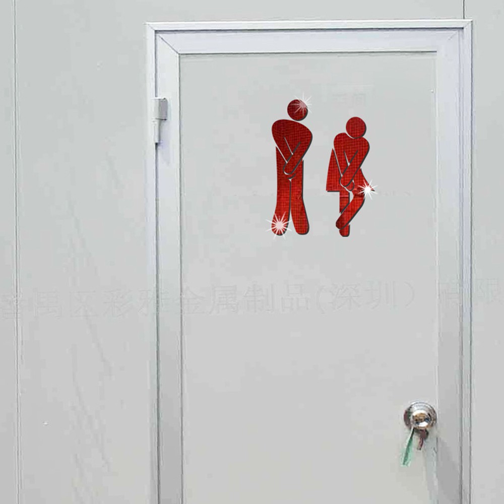 Bộ 2 Đề Can Tráng Gương Hình Nam Và Nữ Dán Cửa Nhà Vệ Sinh