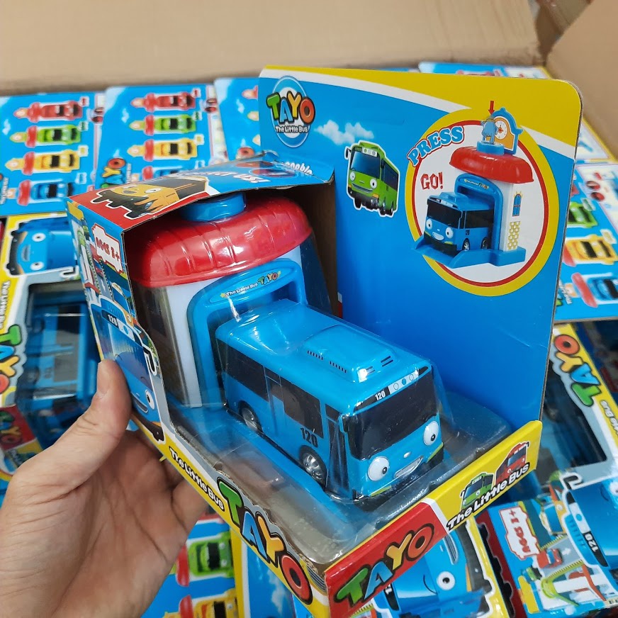 Xe buýt Tayo Bus garage Đồ chơi trẻ em Bộ sản phẩm gồm 1 nhà và 1 xe (unbox)