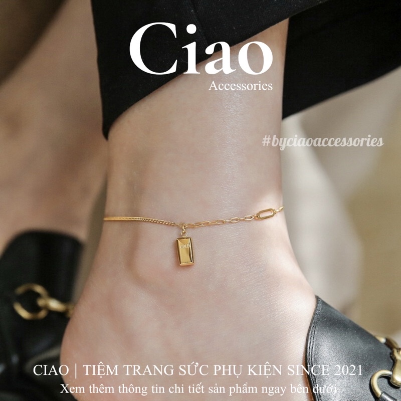 [HOẢ TỐC 1H] Vòng chân/ Lắc chân titan không gỉ thiết kế đính charm đơn giản xinh xắn Goldie Ciao
