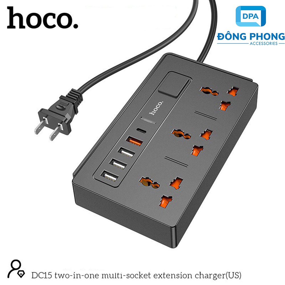 Ổ Cắm Điện Đa Năng Có Cổng USB Thông Minh Hoco DC15 Chính Hãng