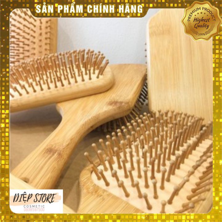 Lược Cán Gỗ Cao Cấp - Chống Rối Massage Da Đầu