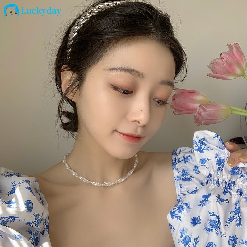 Vòng cổ hai lớp đính ngọc trai nhân tạo phong cách Hàn Quốc sang trọng dành cho nữ