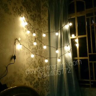 Dây đèn bi tròn bóng to 4cm decor quán cafe, decor phòng ngủ siêu xinh ( pingpong light )