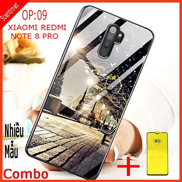 COMBO ốp lưng XIAOMI REDMI NOTE 8 PRO (combo 1 ốp kính 3D sang trọng + 1 kính cường lực full màn hình ) 5centimet