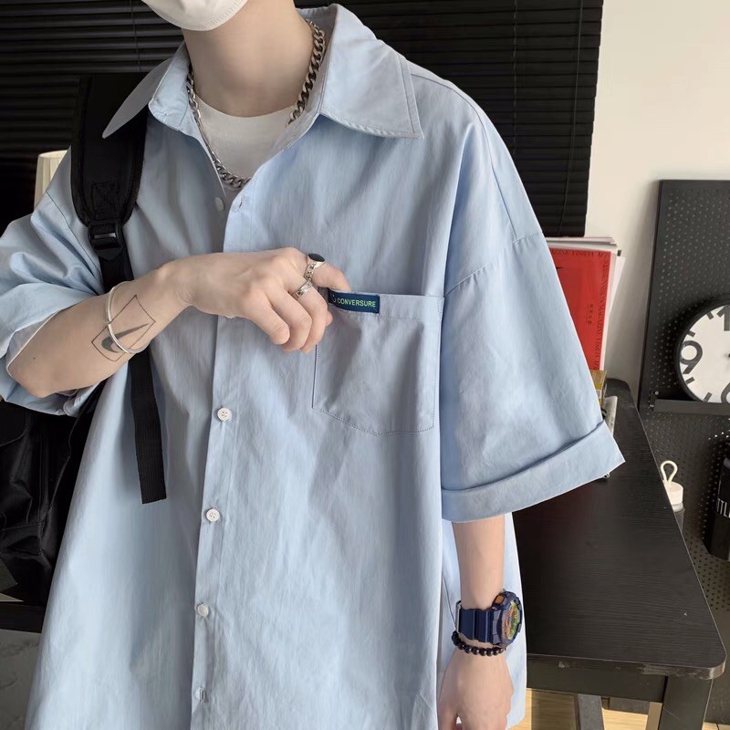 Áo sơ mi ngắn tay dáng rộng oversize Ulzzang siêu chất ❤️