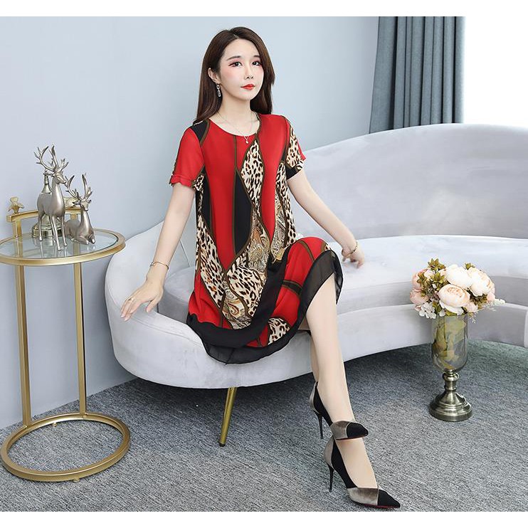 [XẢ HÀNG] Đầm trung niên vải Chiffon 2 lớp siêu đẹp