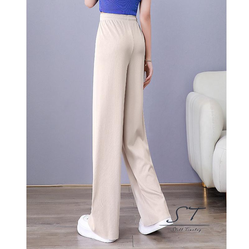 Quần ống rộng Lưng Cao Màu Sắc Đơn Giản Thời Trang Cho Nữ