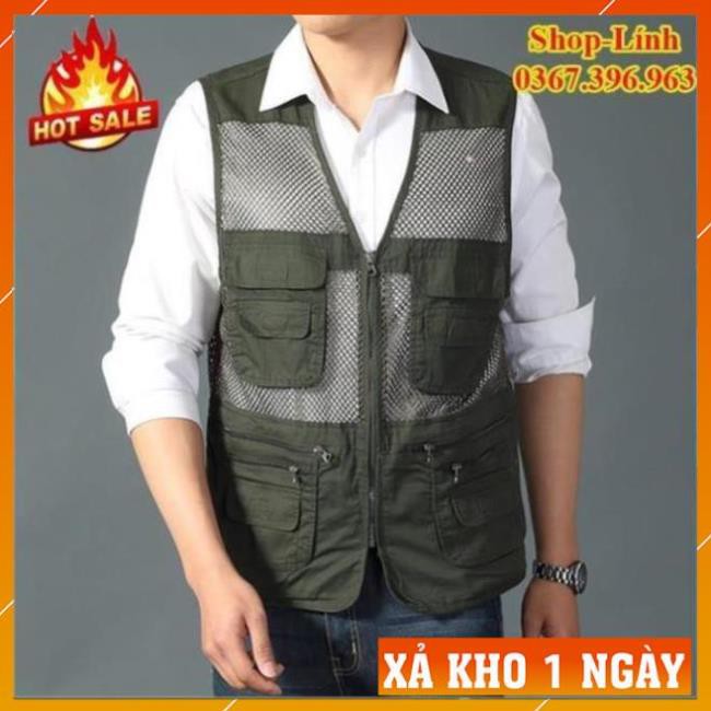 [FreeShip – Xả Kho 1 Ngày]  Áo gile Nam - Áo ghi lê Lưới Lính Mỹ Vest gile Nam Nhiều Túi