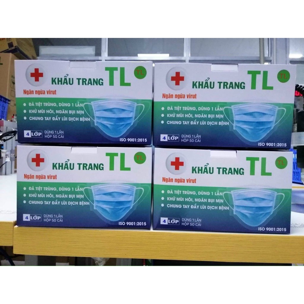 Khẩu Trang Y Tế 4 Lớp .Hộp 50 Cái