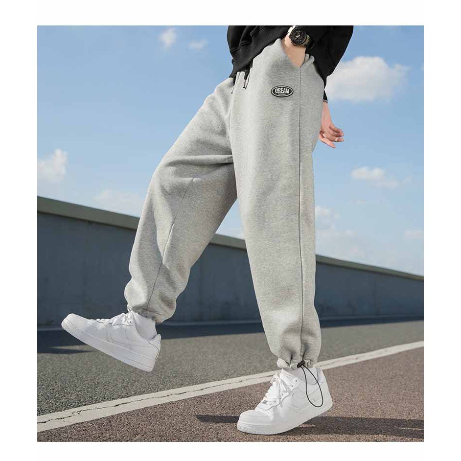 Quần Jogger Nam Nữ Ống Rộng In DREAM ⚡️ SIÊU PHẨM ⚡️ Có Thể Xuông Hoặc Thụng Rút Dây Bo Gấu Màu Đen xám trắng