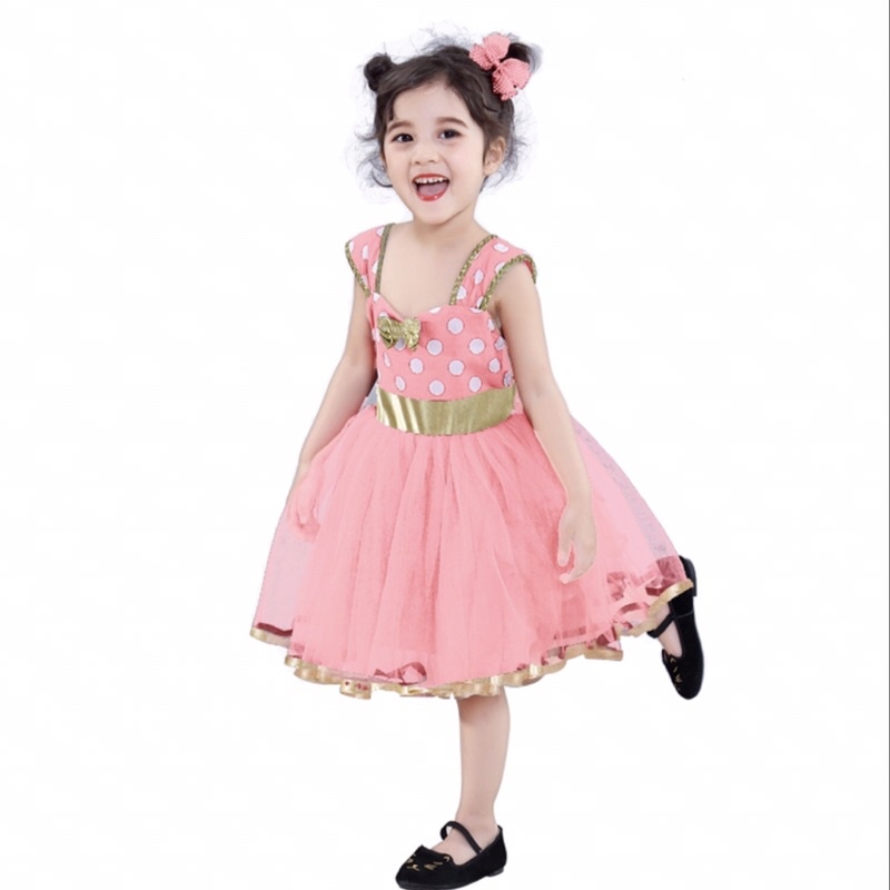 Đầm Công Chúa Hoạ Tiết Chấm Bi Kiểu Dáng Đáng Yêu Cho Bé Từ 0-05Tuổi.