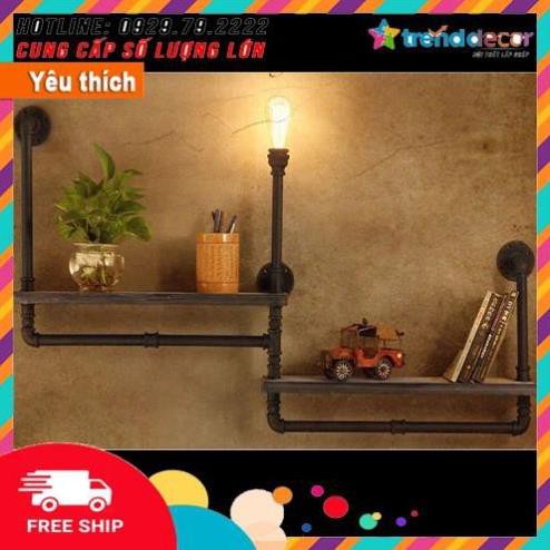 [20 Mẫu] kệ gỗ treo tường kệ ống nước kệ giá để sách kiêm treo quần áo decor vintage trang trí nhà, quán cafe trenddecor