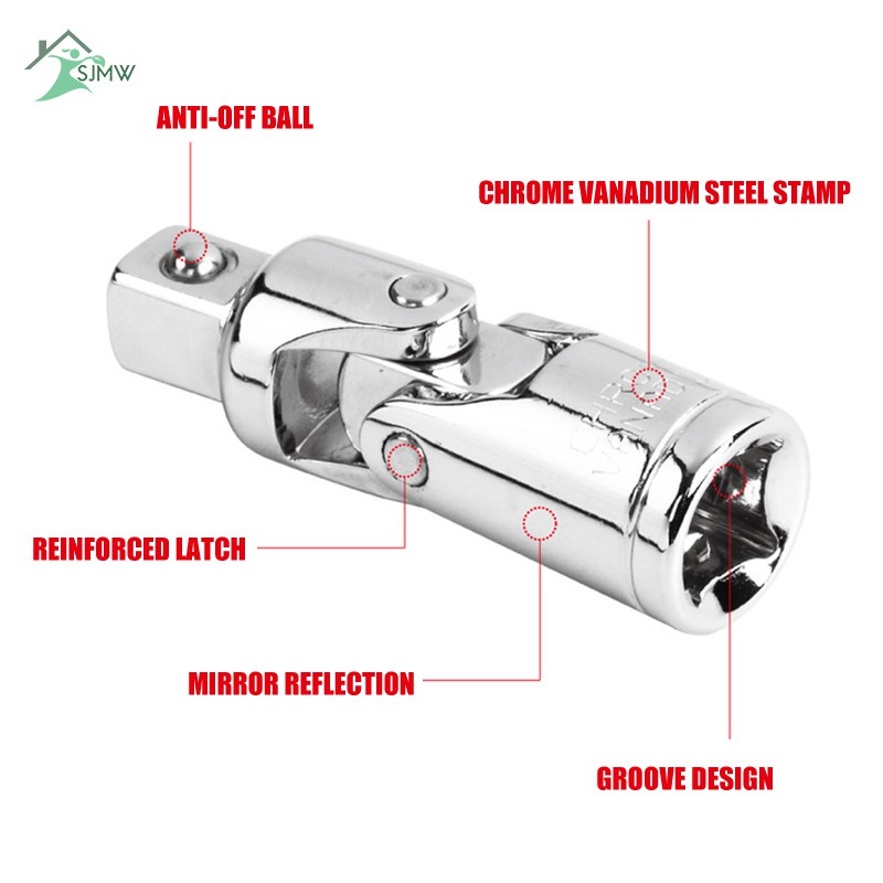 SJMW Universal Joint Socket Ratchet Wrench Adapter 1/4 3/8 1/2 Inch Extension Bar Steel Adapter | BigBuy360 - bigbuy360.vn