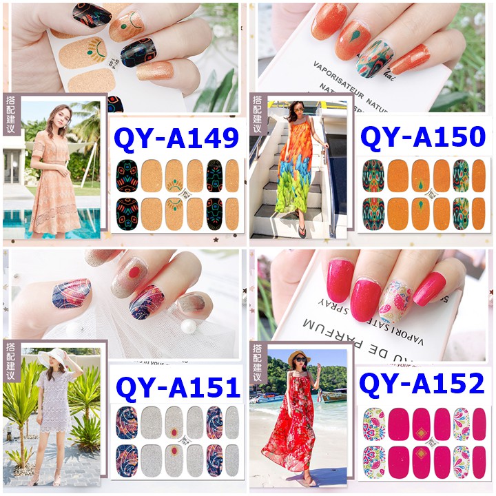 [Sỉ-Rẻ] Bộ dán móng tay nail sticker gồm 12 móng, không thấm nước, có độ đàn hồi tốt Phần 1 QYA [Lẻ-Sỉ]