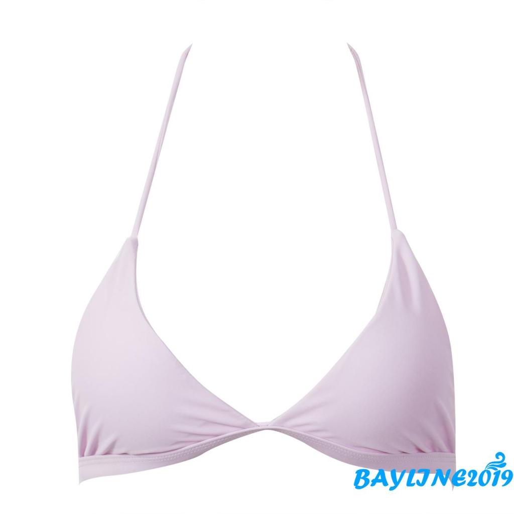 Bay- Bikini Màu Trơn Có Đệm Ngực Không Gọng Dây Hình Tam Giác Có Khóa Cài Sau Lưng Mặc Khi Đi Tắm Mùa Hè Cho Nữ