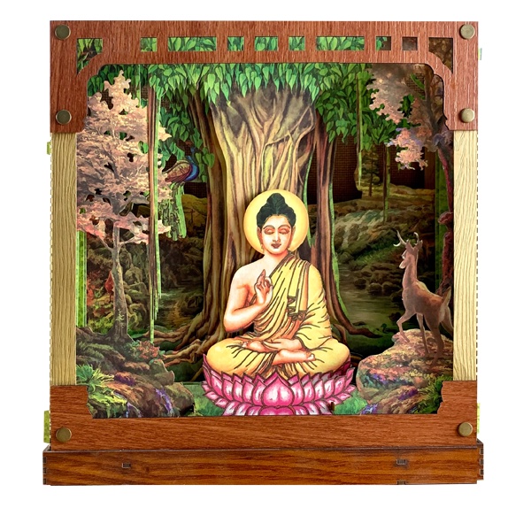 Hộp ánh sáng hình Đức Phật Thích Ca đang ngồi thiền - TAYTA