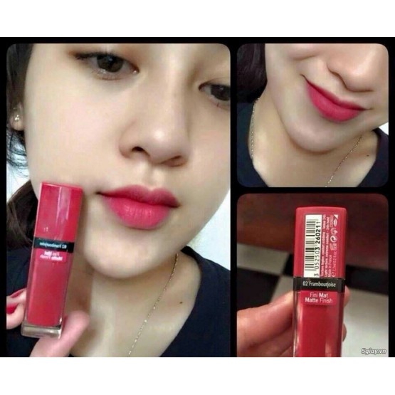 Son kem lì Bourjois Rouge Edition Velvet Lipstick #02 Frambourjoise - màu đỏ mẫu đơn