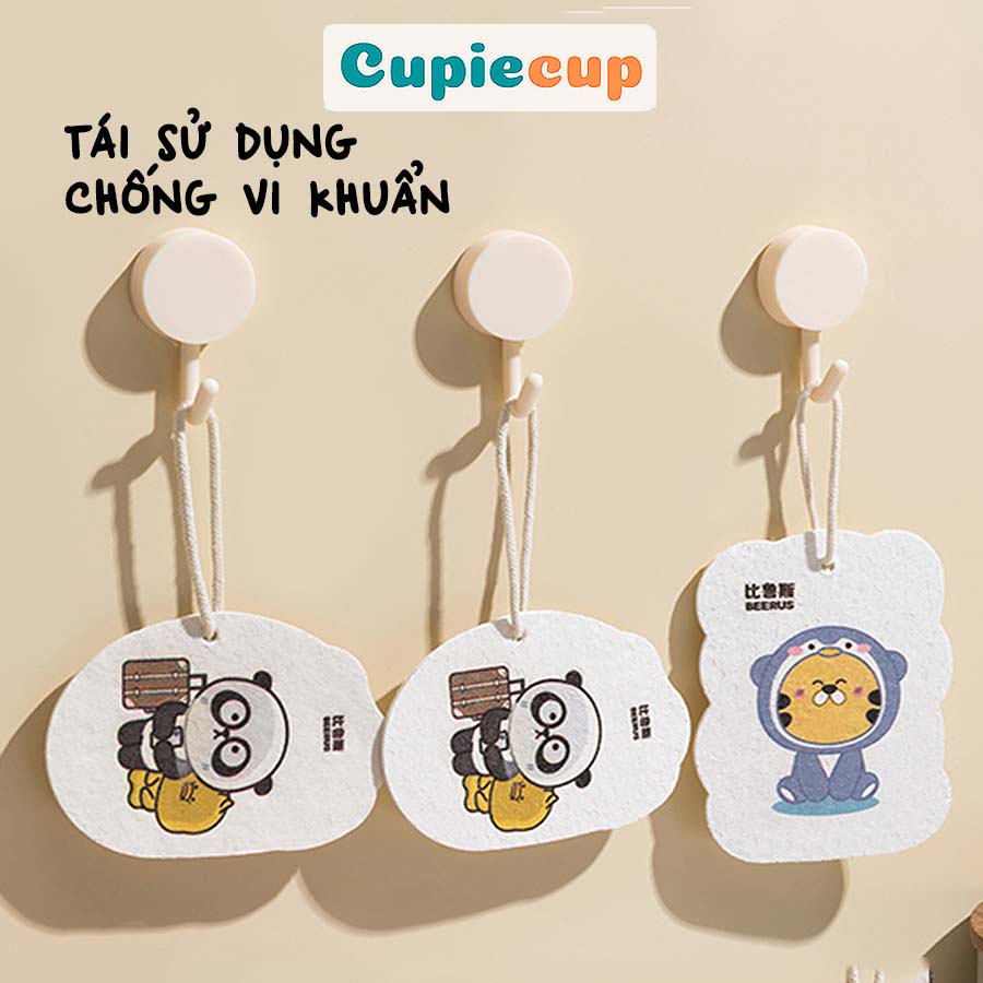 Mút Rửa Chén Dạng Nén Tái Sử Dụng Nhiều Lần Hình Động Vật Chống Vi Khuẩn E003
