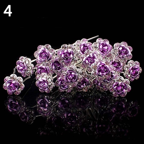 Set 5 trâm cài tóc hình hoa hồng đính đá xinh xắn thời trang cho nữ