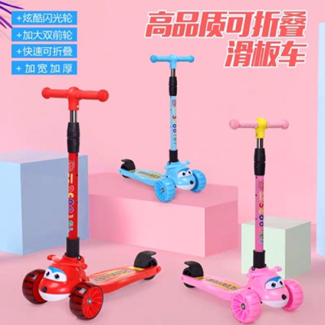 Xe trượt scooter có nhạc có đèn bánh phát sáng hình đội bay siêu đẳng dành cho các bé từ 1,5-10 tuổi