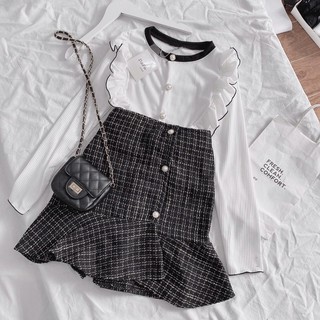 set chân váy dạ kèm áo