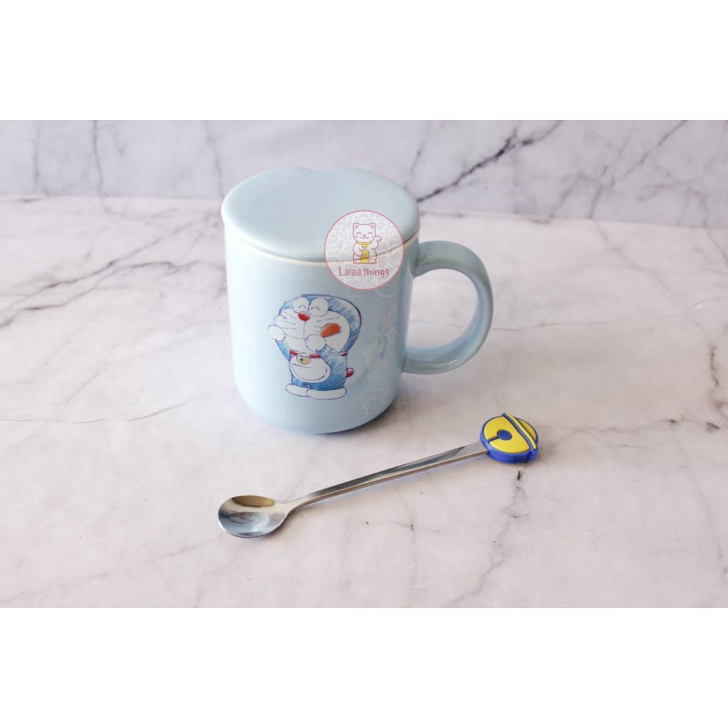 Ly thủy tinh uống nước in hình Doraemon dễ thương | Kính sứ | Kính độc đáo | Kính cường lực in hình vui nhộn | Kính nhập khẩu