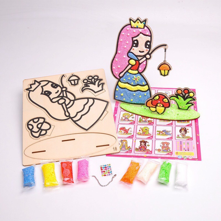 Tô Màu Tranh Bọt Xốp Kệ Gỗ Tô Màu Tranh Bọt Xốp-Đồ Chơi Tô Màu Tranh Mút Xốp Gỗ Slime Cho Bé