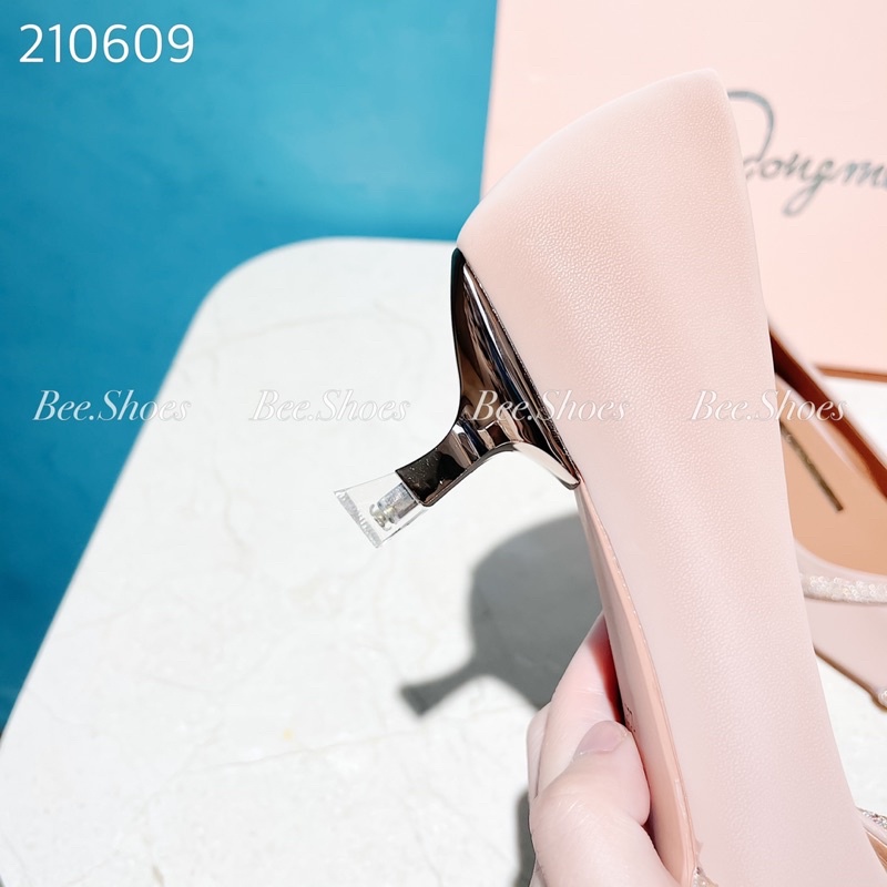 BEESHOES - GIÀY CAO GÓT BEESHOES QUAI ĐÁ CHÉO DA VÂN MỜ GÓT NHỌN CAO 3 PHÂN SẴN MÀU ĐEN,HỒNG 210609