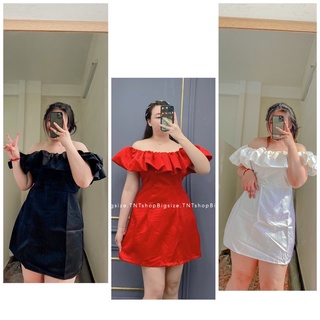 Đầm gấm bẹt vai bèo - bigsize 60-90kg -