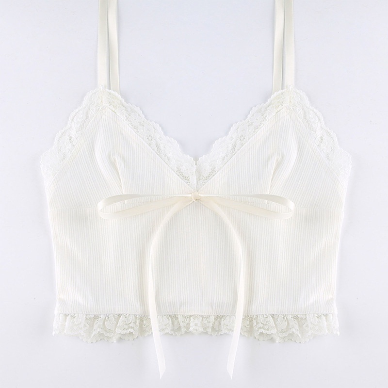 Áo Croptop Hai Dây Cổ Chữ V Thắt Nơ Quyến Rũ Cho Nữ