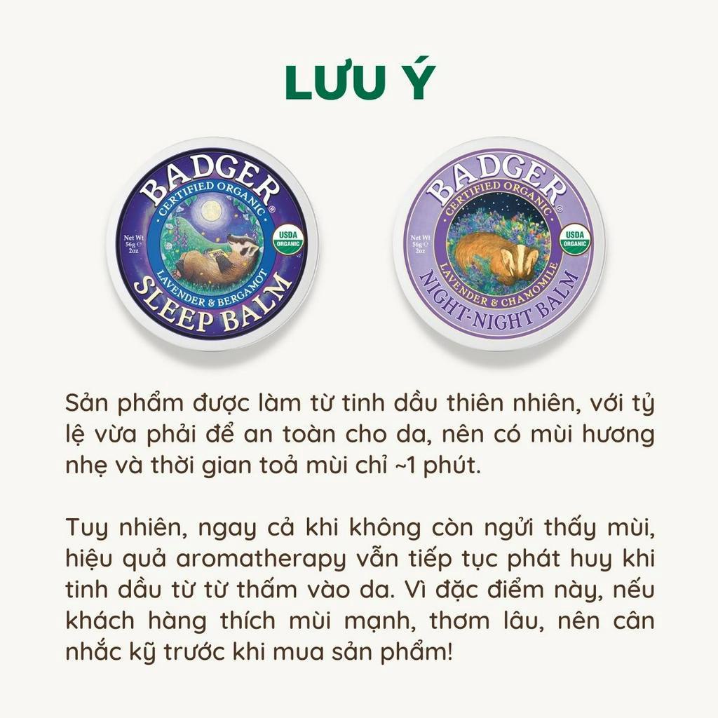 Sáp dầu hữu cơ ngủ ngon BADGER Night Night organic balm giúp dễ ngủ an toàn cho em bé trẻ sơ sinh từ 6 tháng - 21g