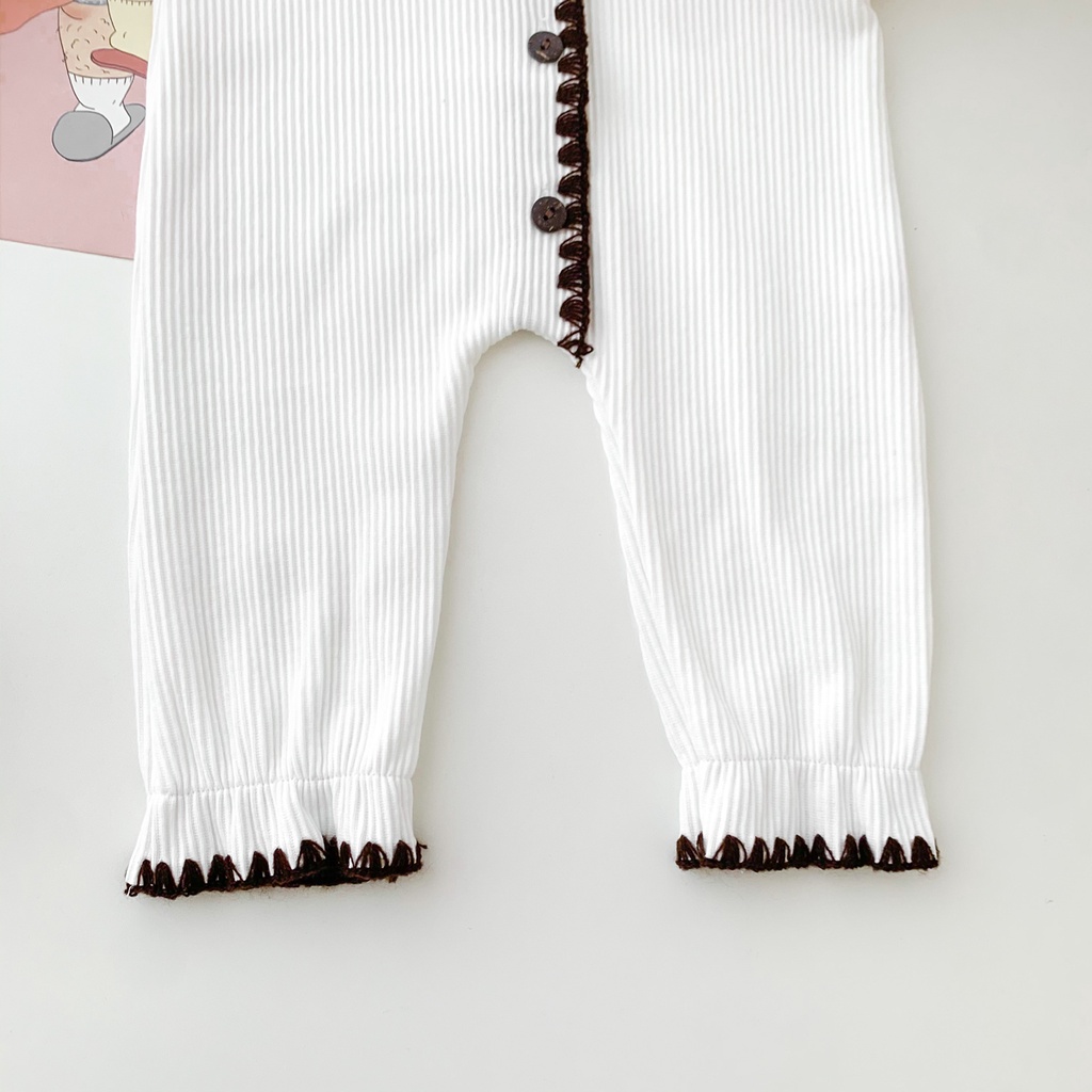 Bộ đồ ngủ liền thân tay dài cài nút thời trang mùa thu cho bé