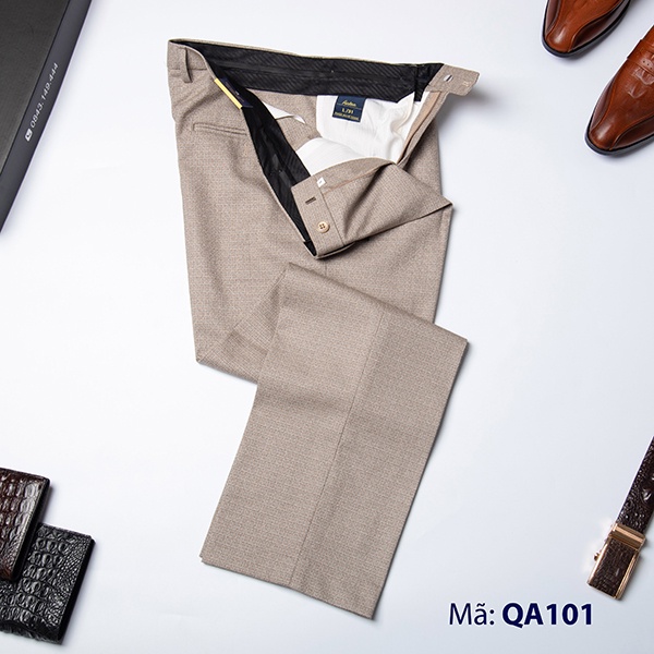 Quần Âu Nam Công Sở Trung Niên Thương Hiệu Anton Dáng Rộng Xếp Ly Màu Trắng Kem - Mã QA101