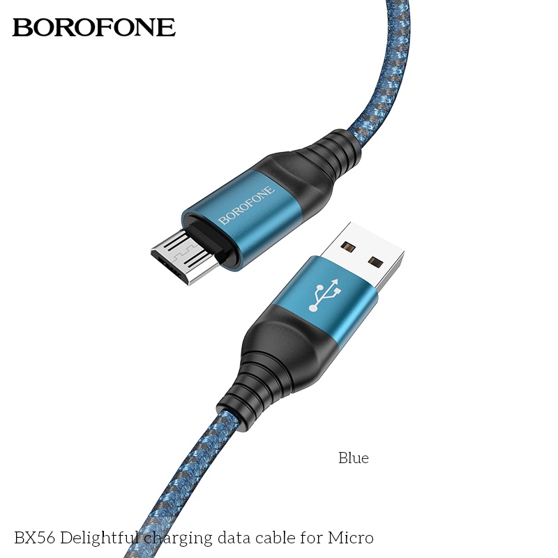 Cáp sạc nhanh BOROFONE BX56 dây dù 2.4A dây truyền tải dữ liệu dài 1m - Chính hãng