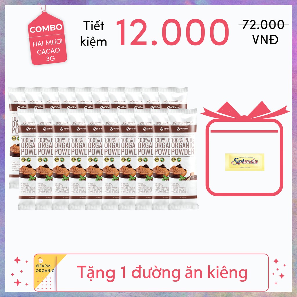 Bột Ca Cao Nguyên Chất 100% 50g, Bột Cacao không đường, Hỗ Trợ Giảm Cân, Ăn Kiêng