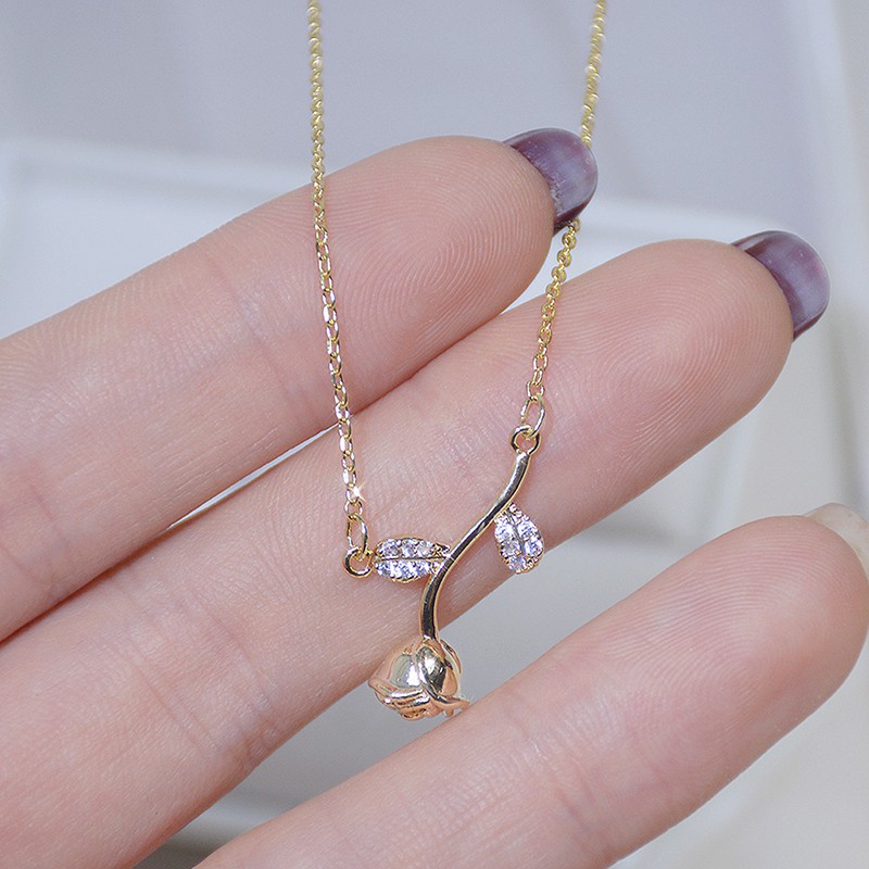 Vòng cổ Mạ Vàng Hồng 14k Đính Đá Lấp Lánh