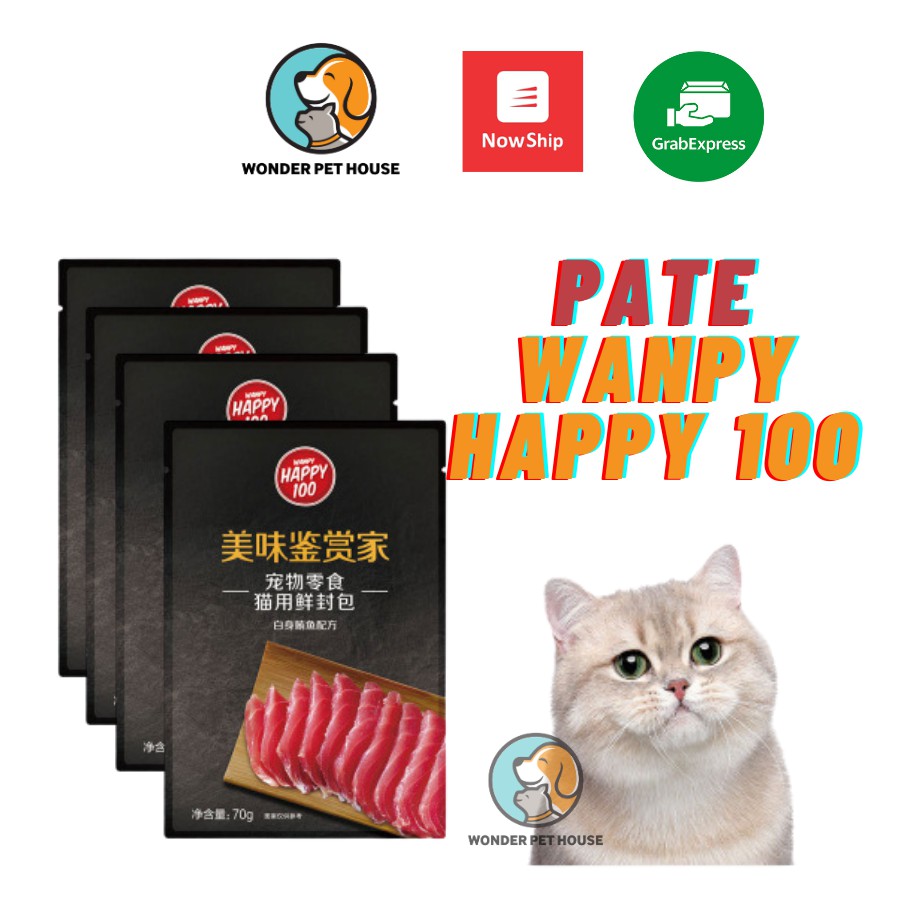 Pate mèo Wanpy 70g (Happy 100) - Phiên bản &quot;Hảo Hạng&quot; gói đen sang trọng