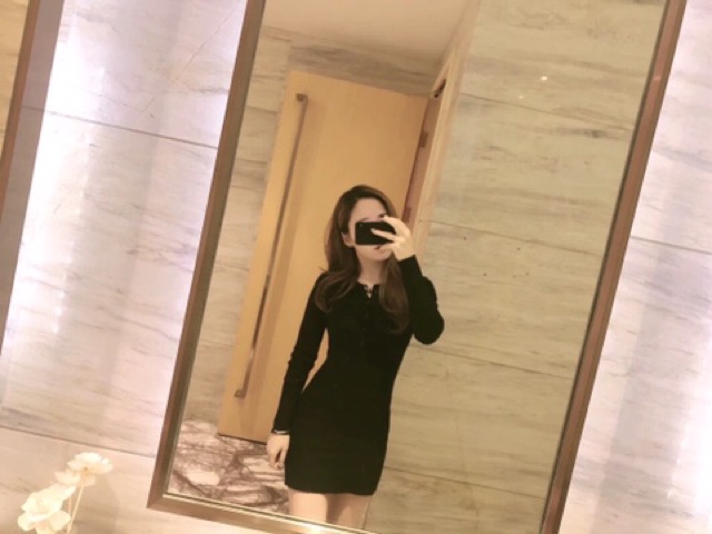 (Có sẵn) Váy body len gân Quảng châu / Đầm ulzzang dài tay sexy (có ảnh thật)