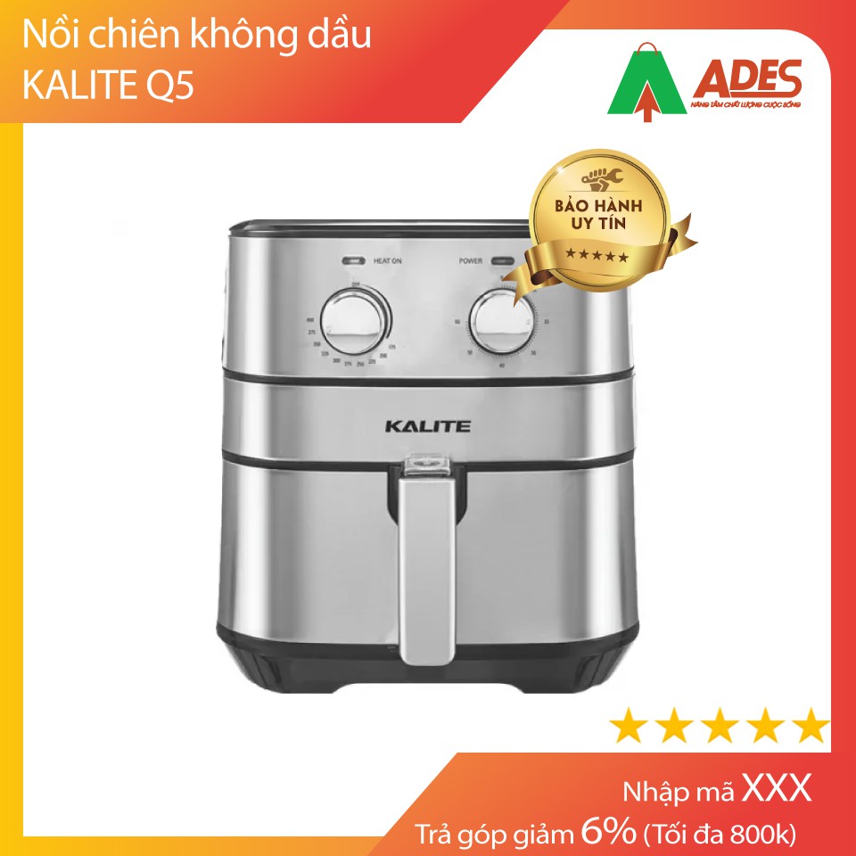 (Hàng chính hãng) NỒI CHIÊN KHÔNG DẦU KALITE Q5 | Bảo hành 12 tháng - 5.5L