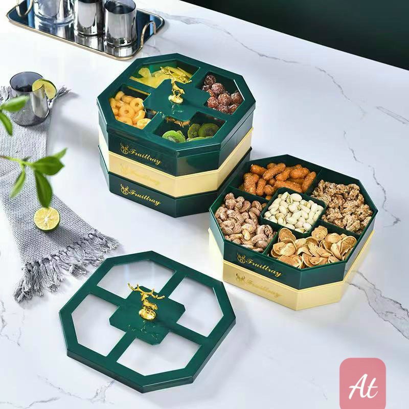 HÀNG LOẠI 1Khay mứt 3 tầng hình hươu vàng cao cấp - Hộp đựng bánh kẹo đựng mứt phong cách Châu Âu sang trọng - LỖI 1 Đ