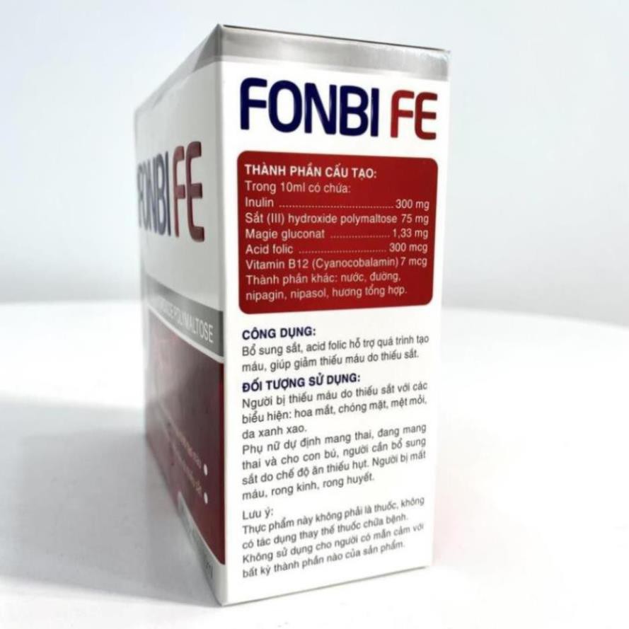 Sắt bầu Fonbi Fe bổ sung sắt - hộp 20 ống giúp tăng cường sức khỏe Hàng Chính Hãng Công Ty