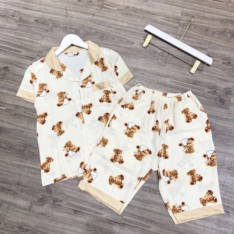 Bộ pijamas lụa lửng ngố mặc nhà hàng thiết kế cao cấp nhiều hình chất mát