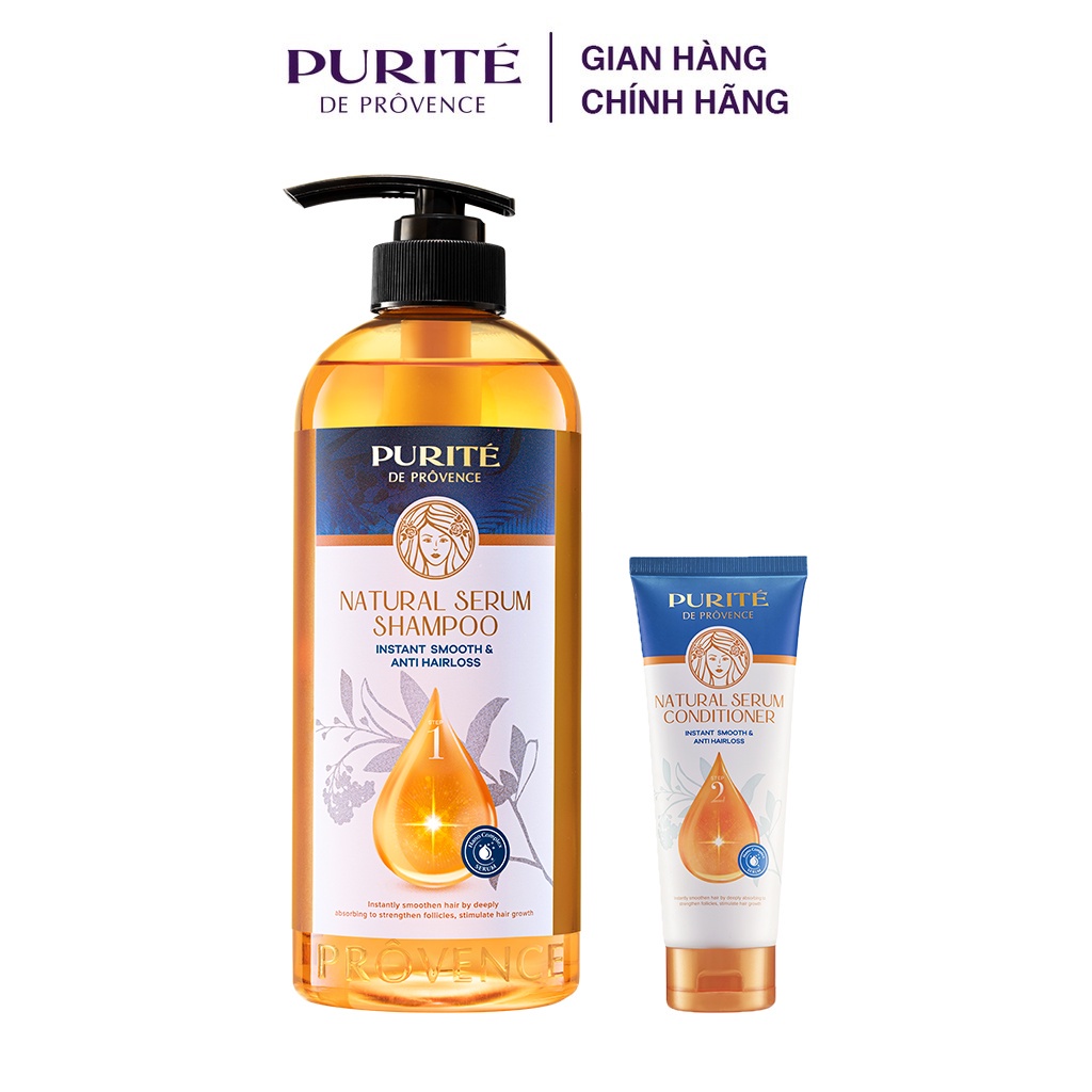 Combo Dầu gội Purité serum thiên nhiên giảm gãy rụng 620ml + Dầu xả Purité serum thiên nhiên giảm gãy rụng 150ml