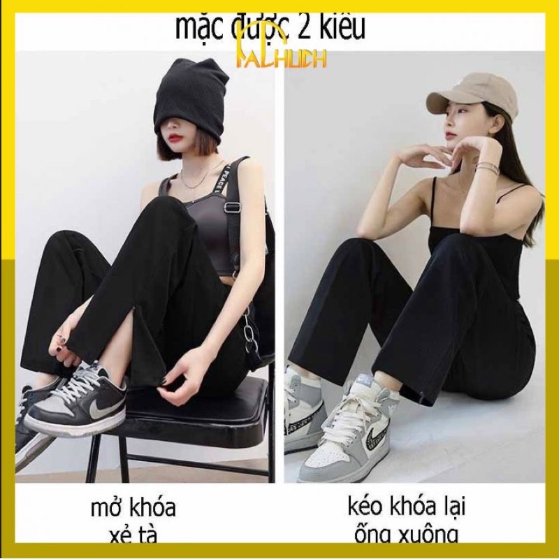 QUẦN ỐNG RỘNG KHOÁ KÉO CHÂN,MẶC ĐƯỢC 2 KIỂU