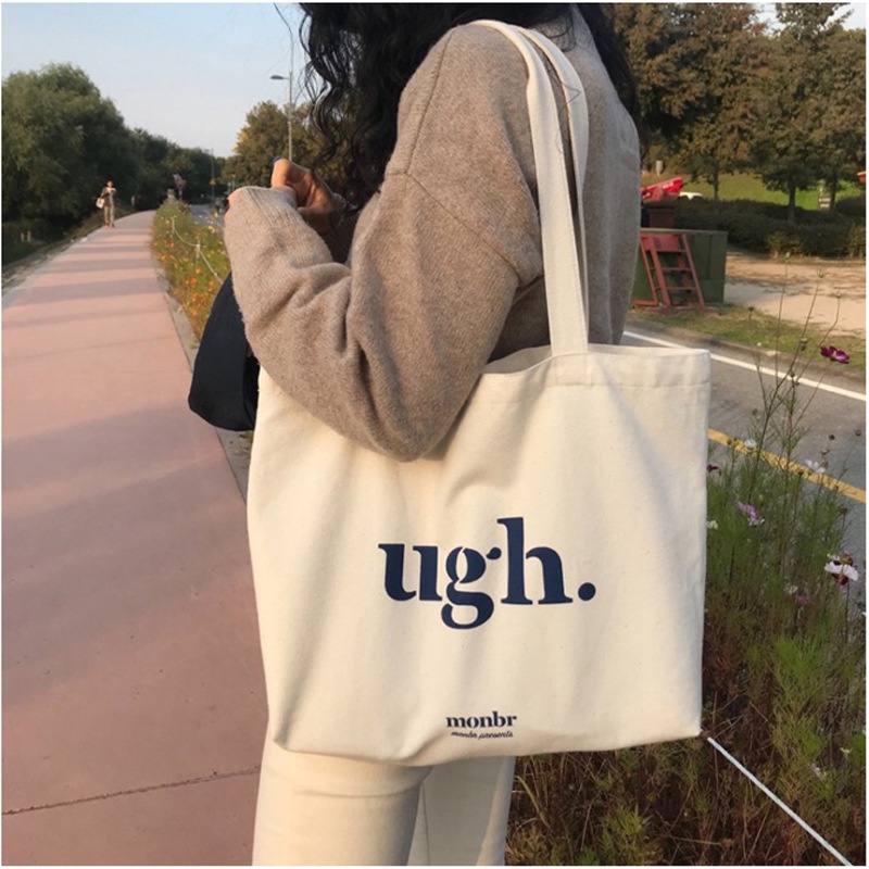 Túi tote vải đeo vai phong cách Hàn Quốc UGH canvas bag giá rẻ đẹp đi học