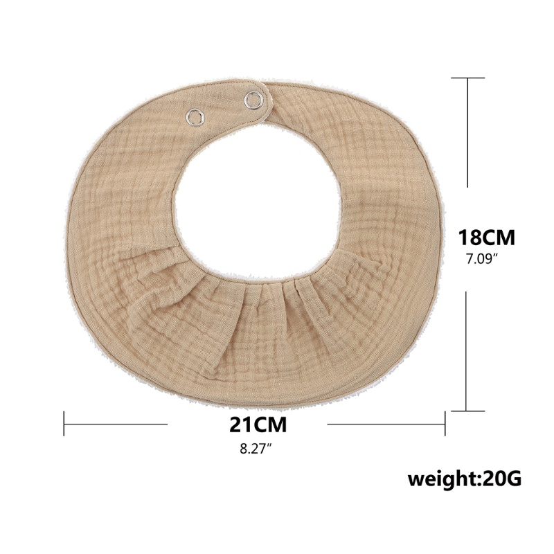 Yếm Ăn Cotton Mềm Mại Thấm Hút Nước Có Nút Điều Chỉnh Được Dành Cho Em Bé